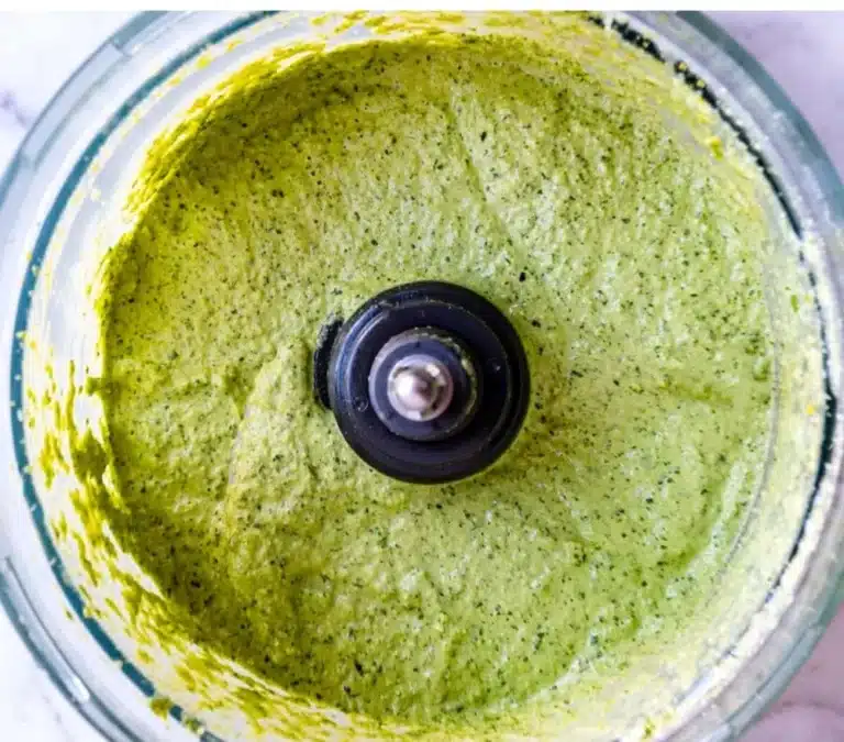 Nut-free pumpkin seed pesto made with fresh ingredients and perfect for pasta dishes.