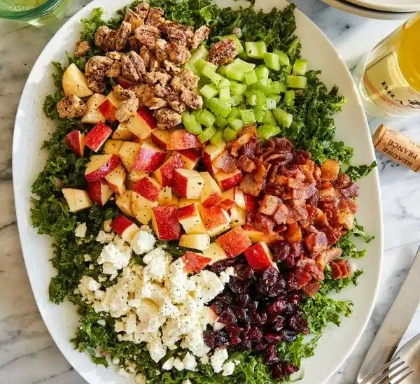 Fresh Apple Cranberry Pecan Salad with crunchy pecans and tart cranberries
