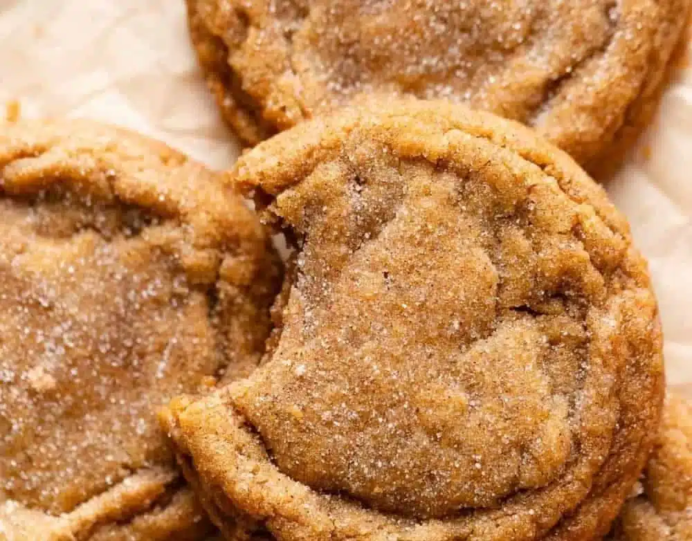 Brown Butter Pumpkin Snickerdoodle Cookies on a baking tray
