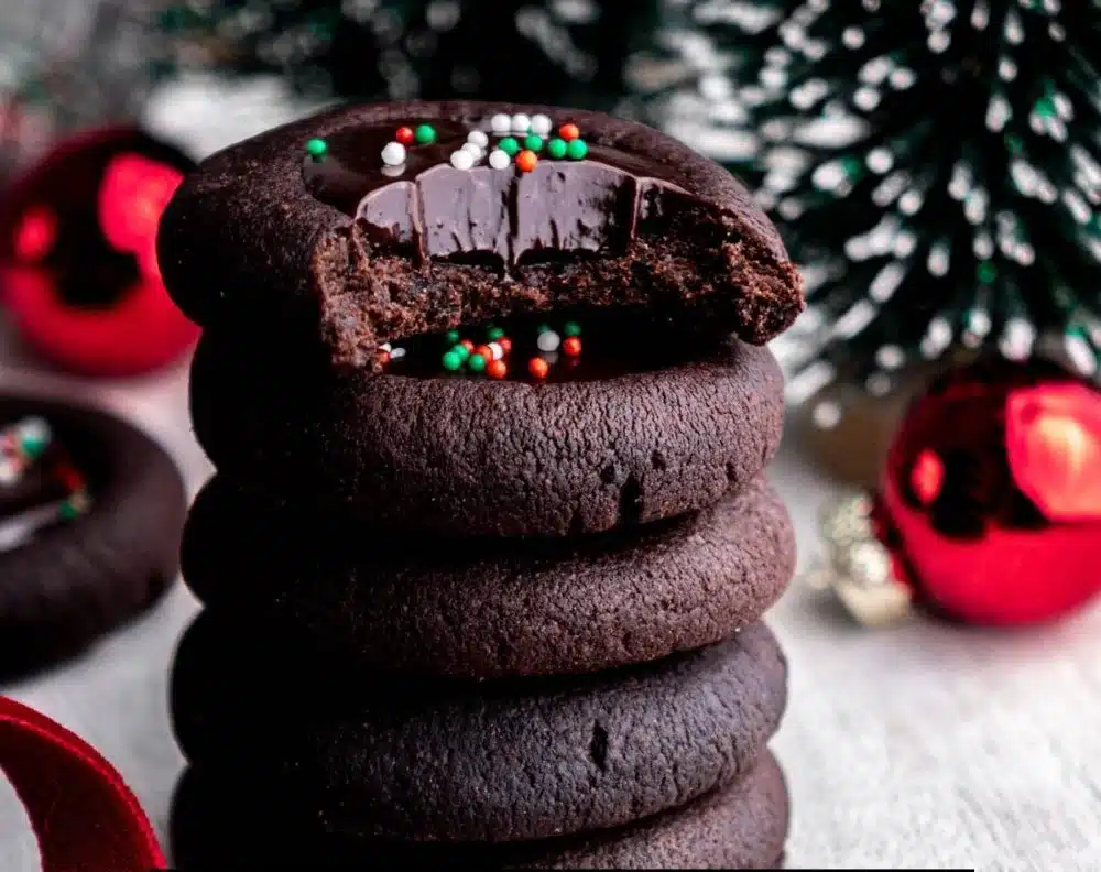 Delicious Chocolate Thumbprint Cookies filled with sweet jam