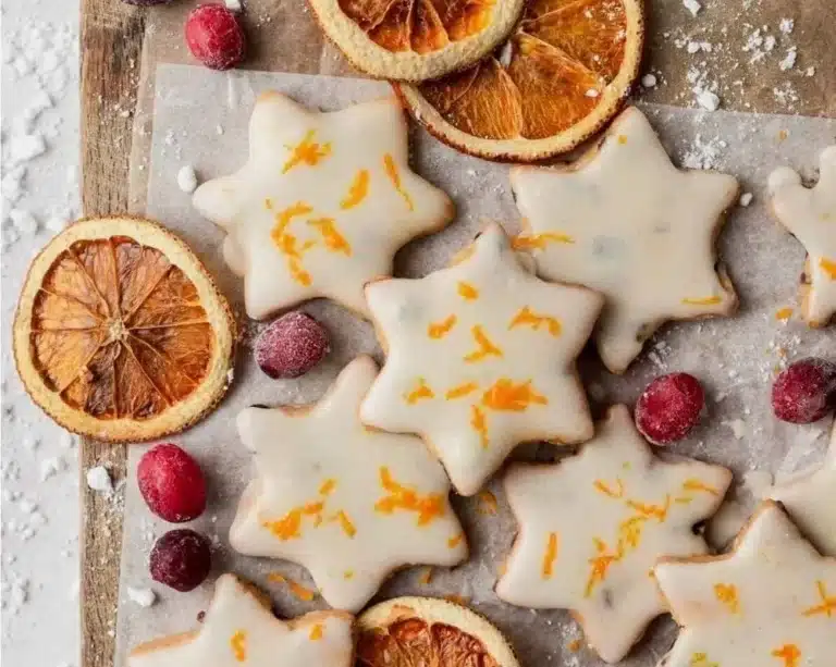 Homemade Cranberry-Orange Shortbread Cookies on a festive plate