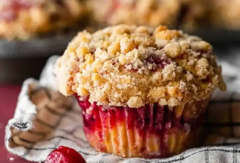 Delicious homemade Cranberry Sauce Muffins made from leftover cranberry sauce.