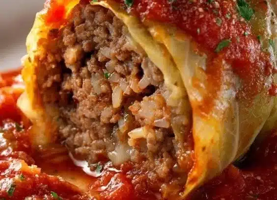 Deliciously prepared easy stuffed cabbage rolls on a plate