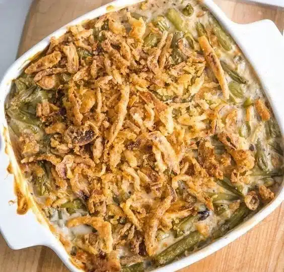 Stovetop Green Bean Casserole with a chic holiday twist